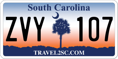 SC license plate ZVY107