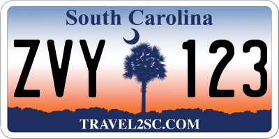 SC license plate ZVY123