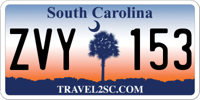 SC license plate ZVY153