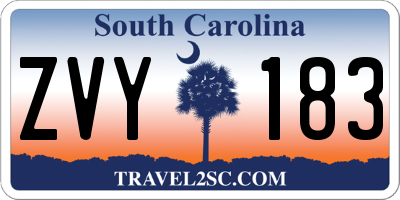 SC license plate ZVY183