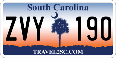 SC license plate ZVY190