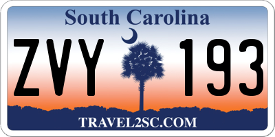 SC license plate ZVY193