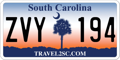 SC license plate ZVY194
