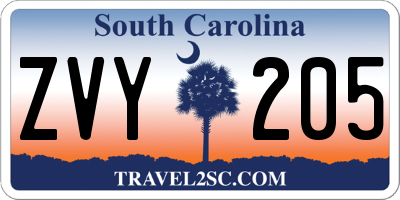 SC license plate ZVY205