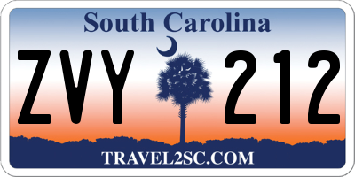 SC license plate ZVY212