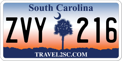 SC license plate ZVY216