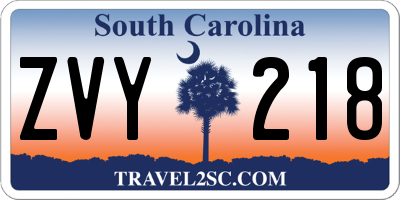 SC license plate ZVY218