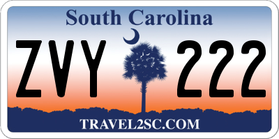SC license plate ZVY222