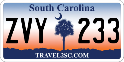 SC license plate ZVY233
