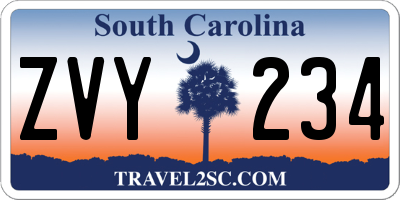 SC license plate ZVY234