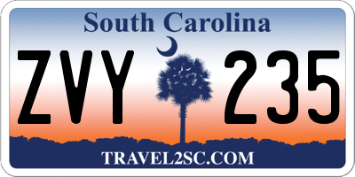 SC license plate ZVY235