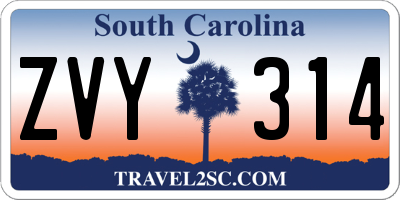 SC license plate ZVY314