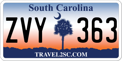 SC license plate ZVY363