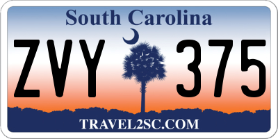 SC license plate ZVY375