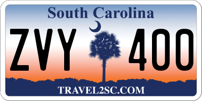 SC license plate ZVY400
