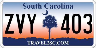 SC license plate ZVY403