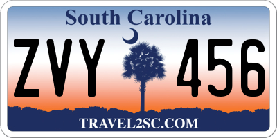 SC license plate ZVY456