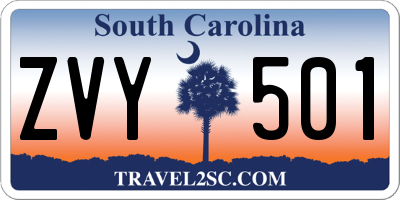 SC license plate ZVY501
