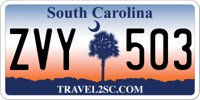 SC license plate ZVY503