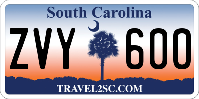 SC license plate ZVY600