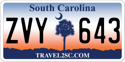SC license plate ZVY643