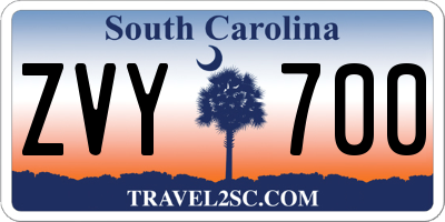 SC license plate ZVY700