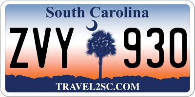 SC license plate ZVY930