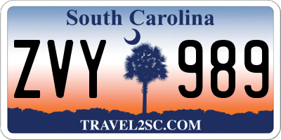 SC license plate ZVY989