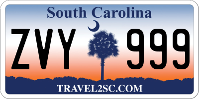 SC license plate ZVY999