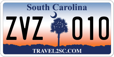 SC license plate ZVZ010