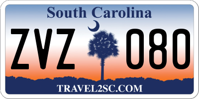 SC license plate ZVZ080