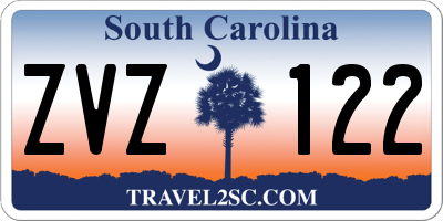 SC license plate ZVZ122