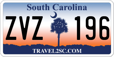SC license plate ZVZ196