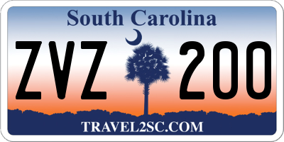 SC license plate ZVZ200