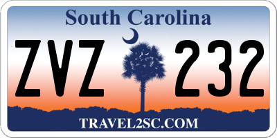SC license plate ZVZ232