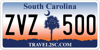 SC license plate ZVZ500