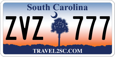 SC license plate ZVZ777