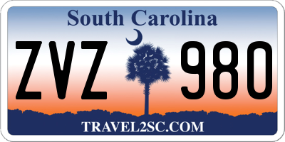 SC license plate ZVZ980