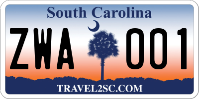 SC license plate ZWA001
