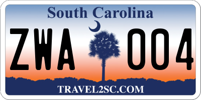 SC license plate ZWA004