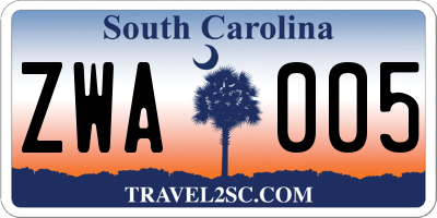 SC license plate ZWA005