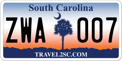 SC license plate ZWA007