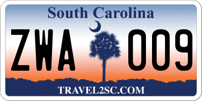 SC license plate ZWA009