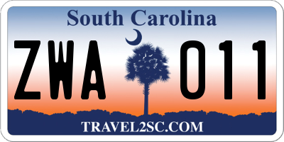 SC license plate ZWA011