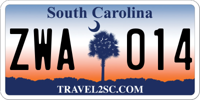 SC license plate ZWA014