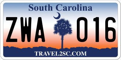 SC license plate ZWA016