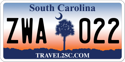 SC license plate ZWA022