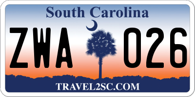 SC license plate ZWA026