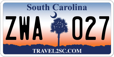 SC license plate ZWA027