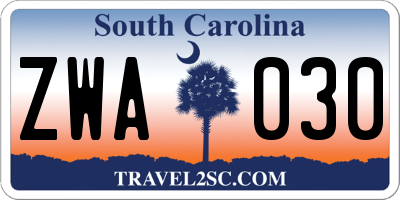 SC license plate ZWA030